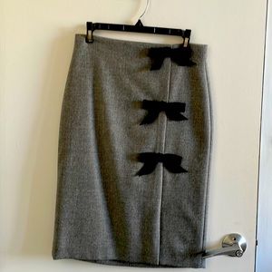 j crew pencil skirt with velvet bow accent